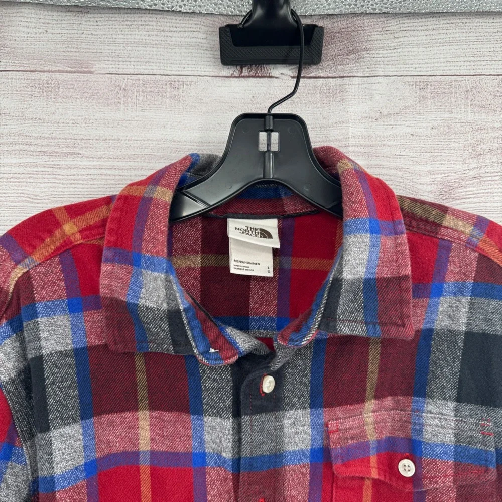 The North Face Flannel Shirt Plaid Button‎ Up Long Sleeve Mens Large Casual